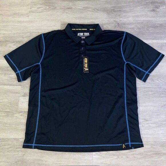 Star Trek 2016 ThinkGeek 50th Anniversary Tag Black Polo Shirt Mens 2XL Rare - Picture 1 of 7